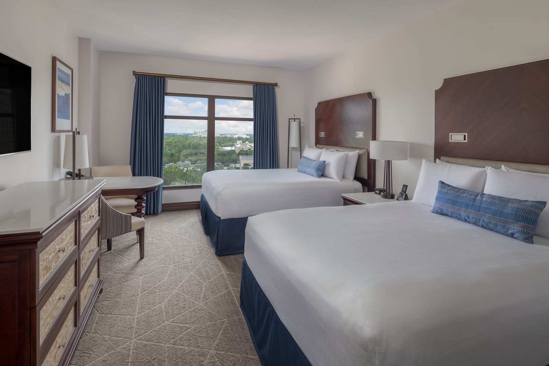 Guest room at the Wyndham Grand Orlando Resort Bonnet Creek in Orlando, Florida